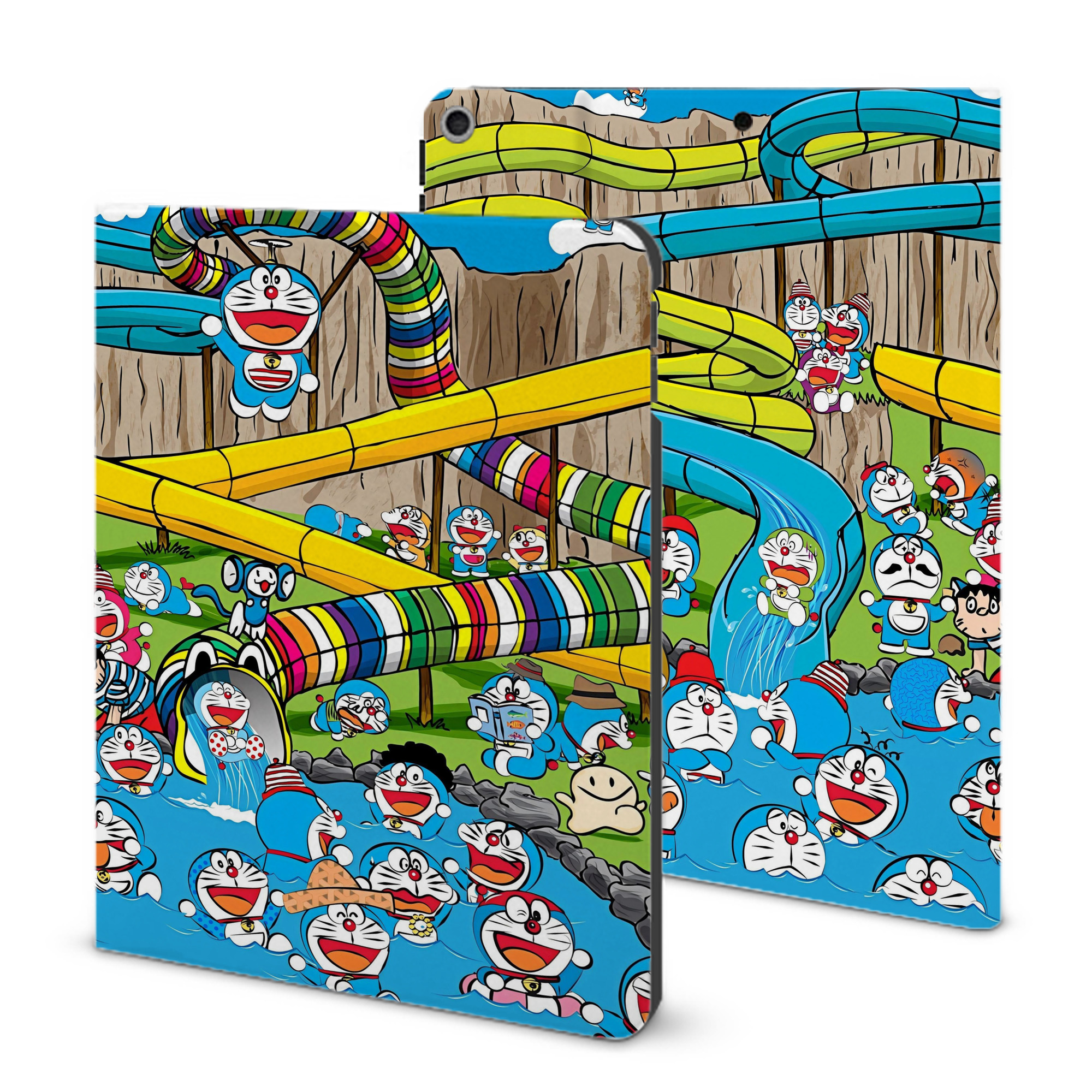 （画像用） ドラえもん Doraemon IPad ケース ブック型 PUレザー TPU 耐衝撃 軽量 薄型 ペン収納なし 全面保護 IPad 各モデル対応